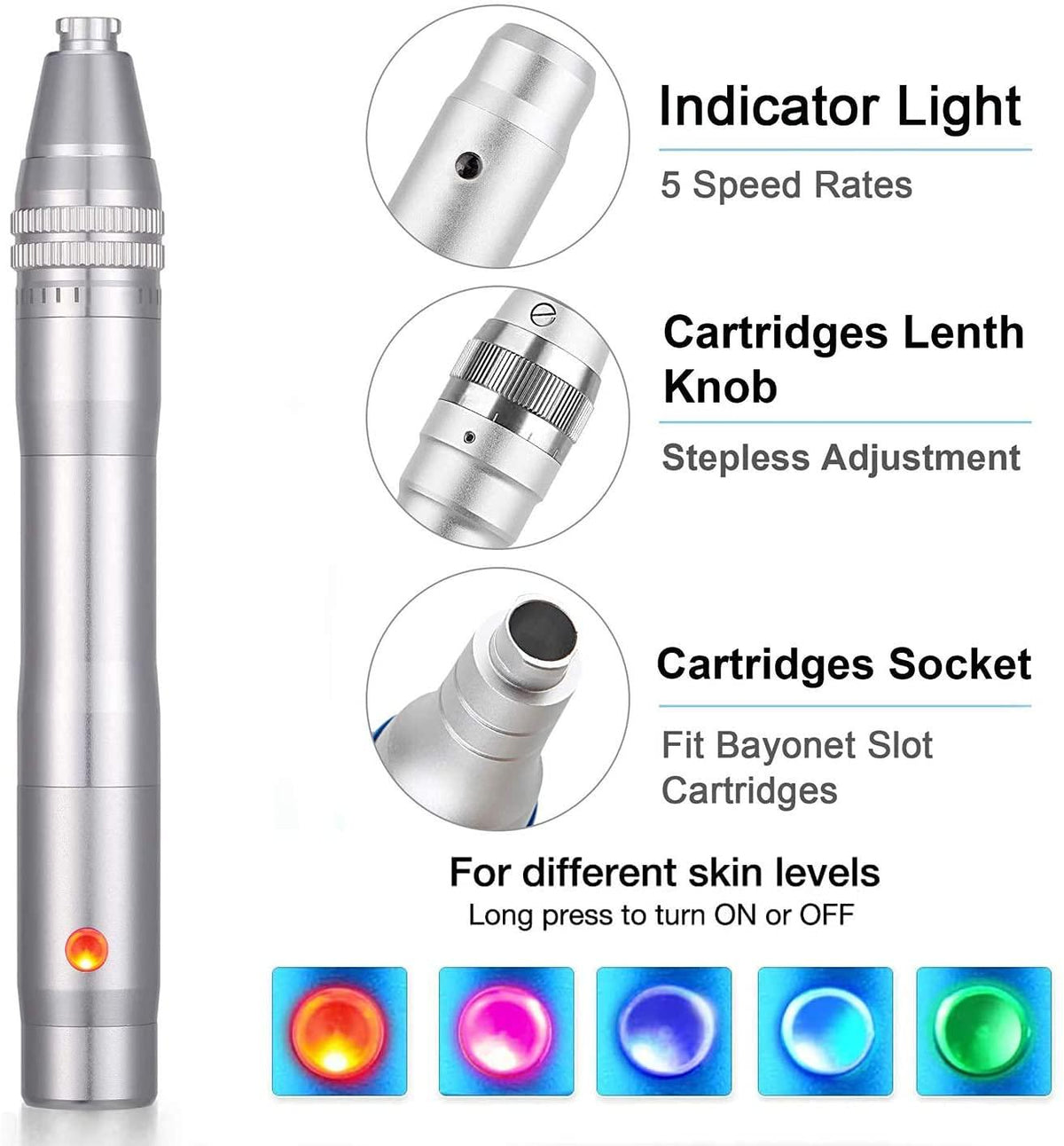 Dermapen RS de Acero Inoxidable: cartuchos compatibles y dotación (detalle 15)