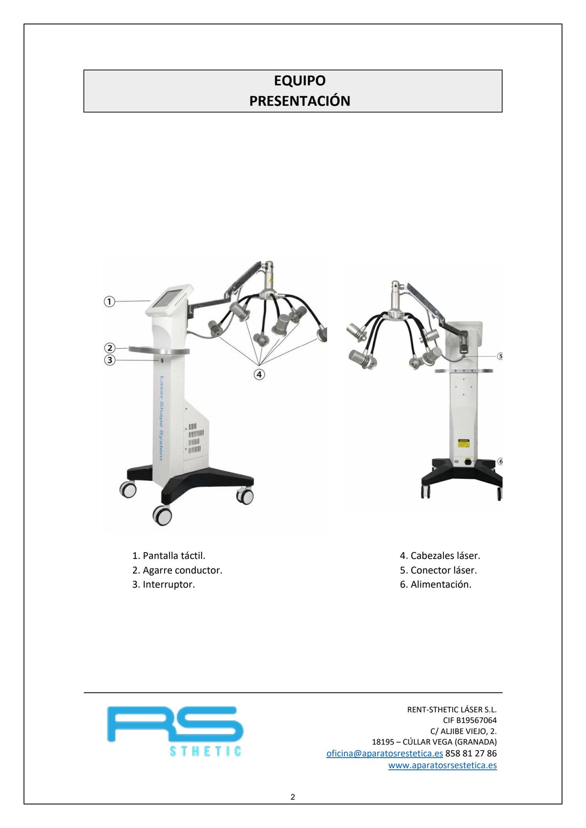 Láser Frío RS LS656: esquema del equipo LS656