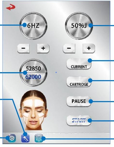 Frozen HIFU RS P23: pantallas muestran controles, no una pauta individual (detalle 24)