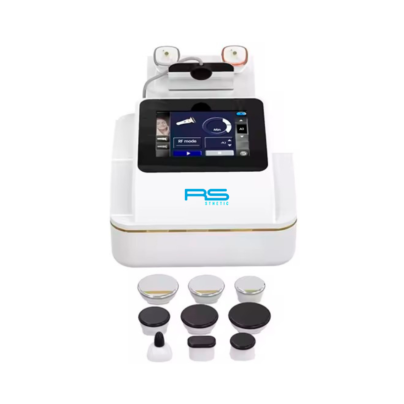 Diatermia Capacitiva y Resistiva RS RF19: vista frontal con cabezales